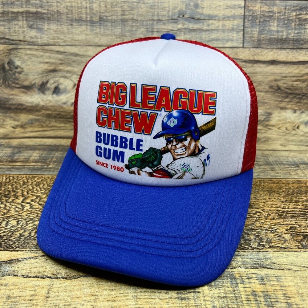 Big League Chew Mens Trucker Hat Blue Snapback Vintage Baseball Bubble Gum Logo